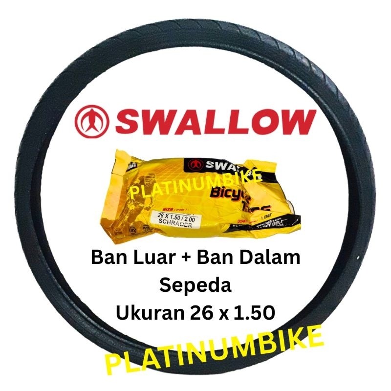 PAKET Ban Luar Ban Dalam Sepeda Ukuran 26 x 1.50 SWALLOW