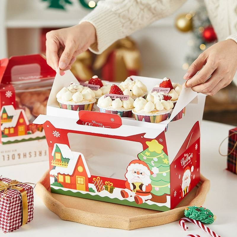 Box Hampers Cupcake/Kotak Cupcake Hampers Natal/ Hampers Dessert Marry Christmas/Box Cupcake