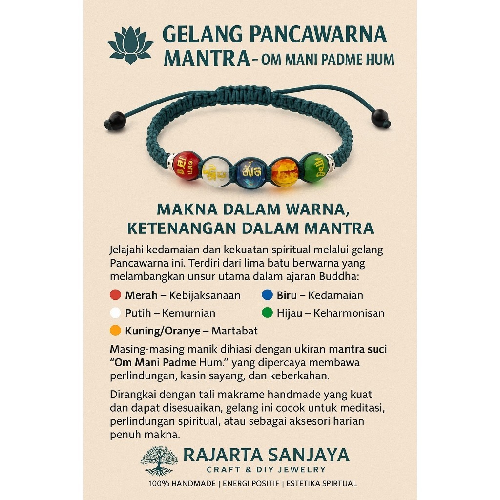 Gelang Pancawarna Mantra – "Om Mani Padme Hum" GL-104