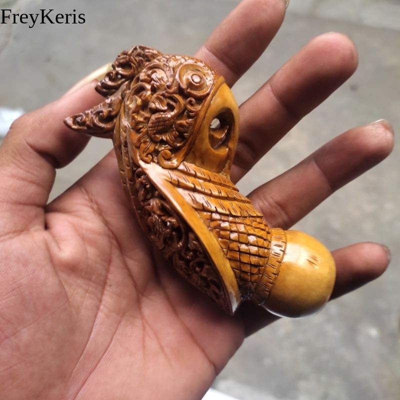 Deder Keris Bahan Kayu Kemuning Motif Ukir Gaya Bali Model Burung FR15