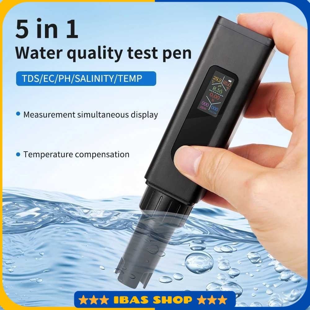 Alat Ukur Kualitas Air Digital 5in1 PH EC TDS Meter Pen - J510