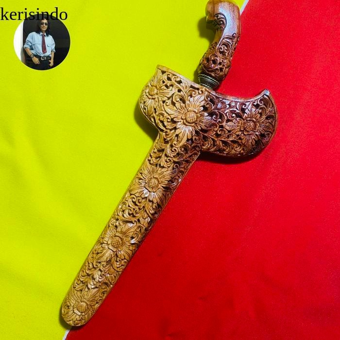 Warangka keris IRAS 17cm kayu sawo gayaman solo ukir motif bunga dan deder keris juga handle keris K