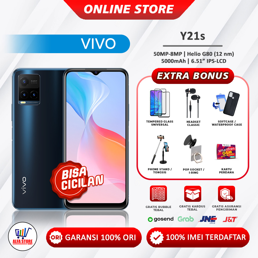 VIVO y21s 4GB 128GB RAM 4GB+1GB Extended vivo y21s ram 4/128gb Garansi Resmi Vivo
