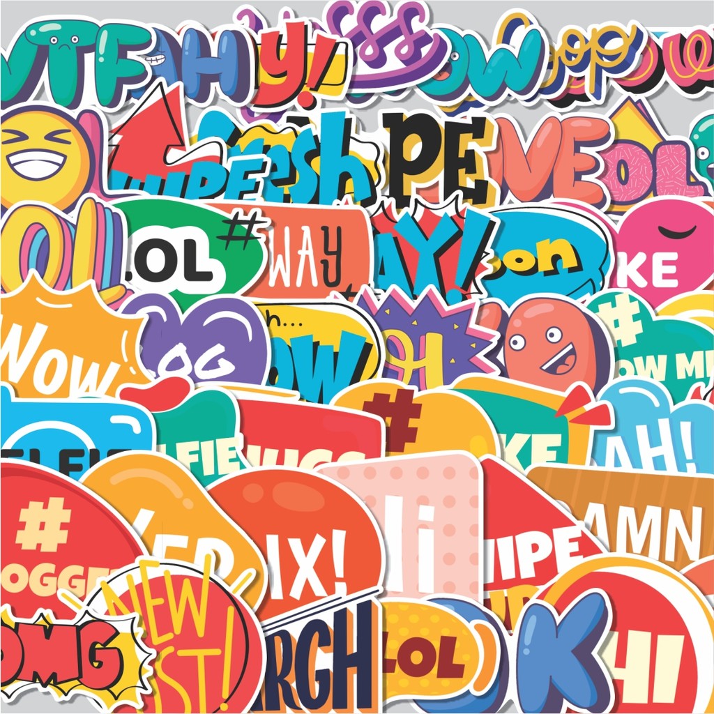 Stiker Cutting Pack Stiker Slang Dekorasi Lucu Kreatif untuk Notebook, Skateboard, HP