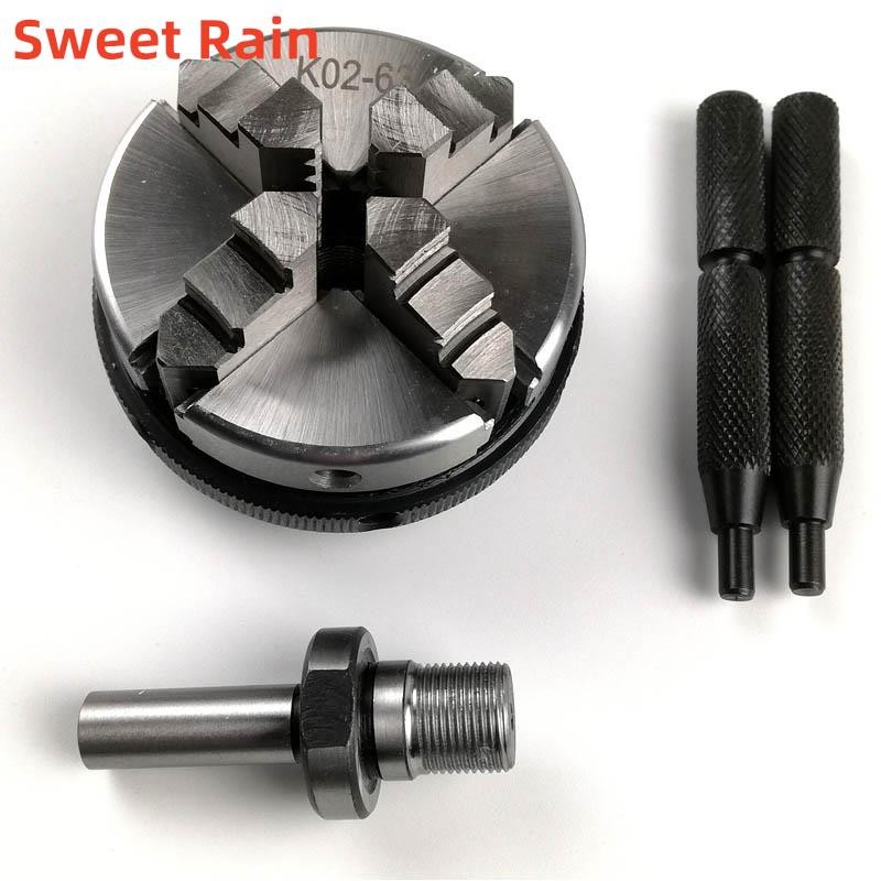 K02-63 63mm Mini 4 Jaw Reversible Self-Centering M14 Thread Mount Lathe Chuck With Lock Rods K02-63+