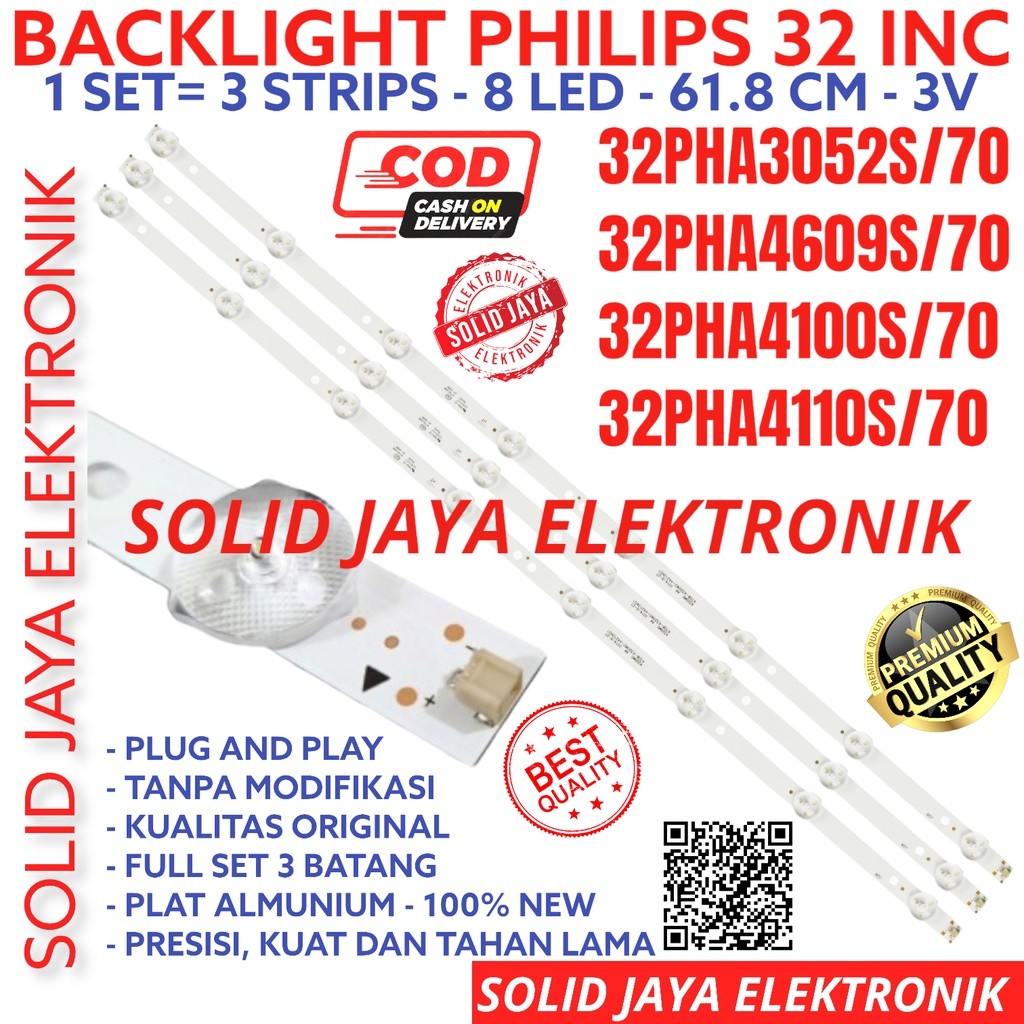 BACKLIGHT LED TV PHILIPS 32 INC 32PHA4100 32PHA4110 32PHA4609 32PHA3052 S LAMPU BL 8K 3V 32PHA4100S 