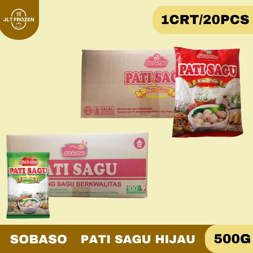 Sobaso Pati Sagu 500g -1CRT/20PCS / Aci Kawung / Sago Flour / Pati Sagu Hijau [untuk Baso ] / Pati S
