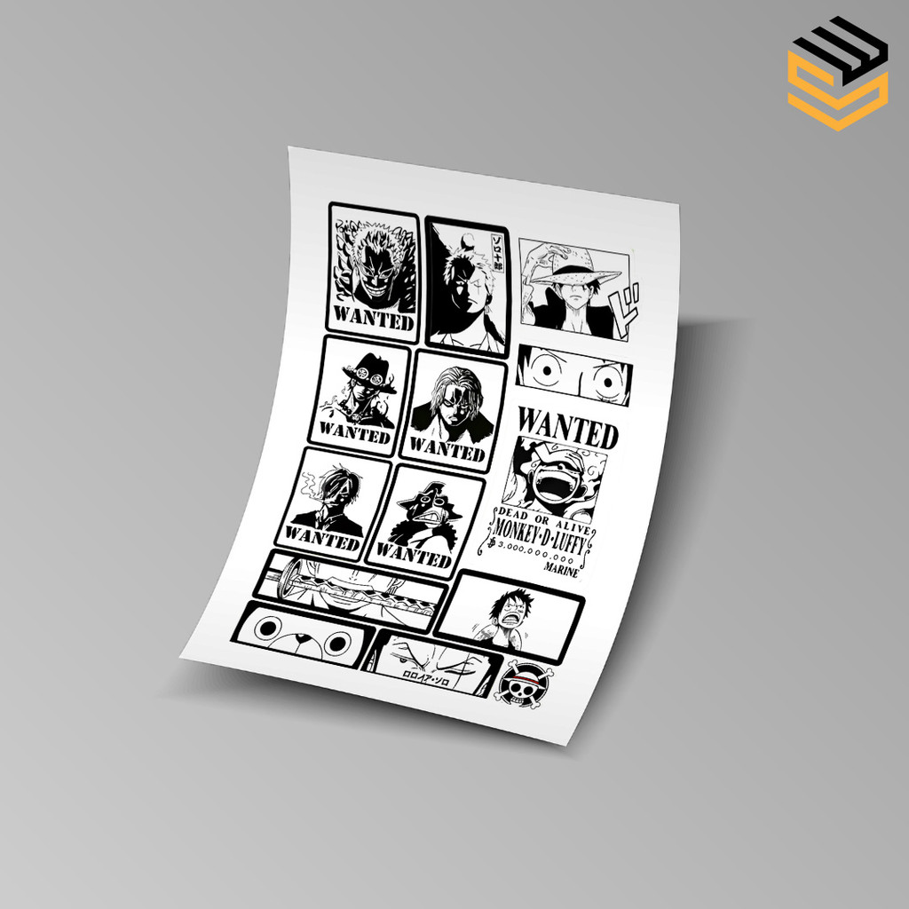 Sticker Anime One Piece – Zoro, Luffy, Shanks Aesthetic Vinyl Anti Air untuk Laptop, HP, Helm