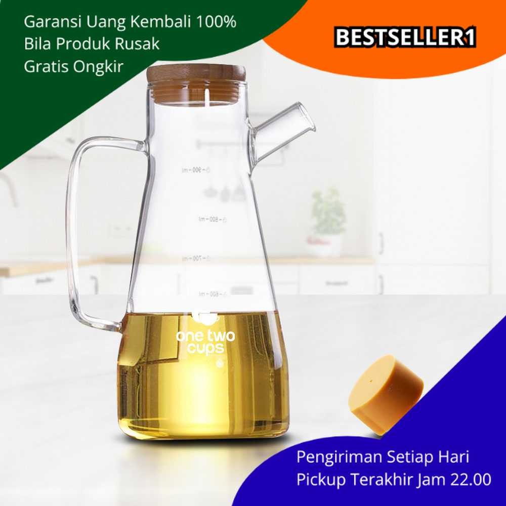 Oil Pot Borosilicate Glass 900ml – Botol Minyak Dapur Anti Tumpah – Cocok untuk Minyak Goreng, Cuka,
