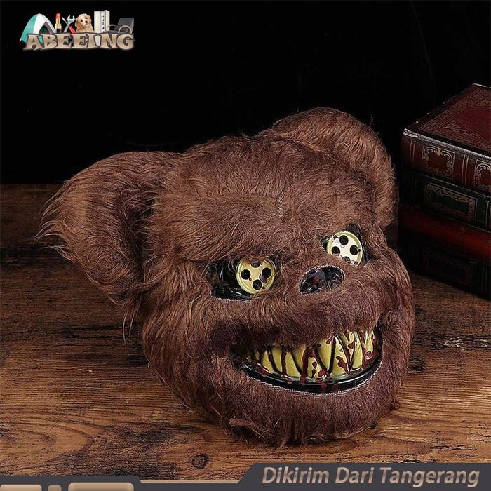 Topeng Beruang Seram Kostum Halloween Berdarah Monster Seram Halloween