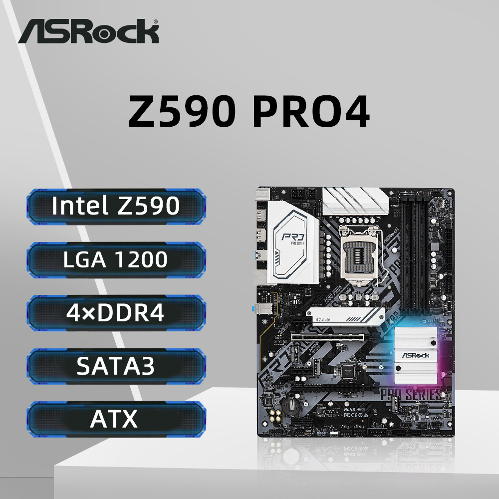 ASRock Z590 Pro4 Motherboard LGA 1200 Support 11900KF 10900K 11700K 10700KF 11600K 10600 CPU 4xDDR4 