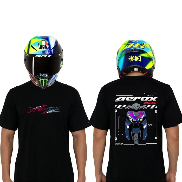 tshirt Kaos aerox cyber city kaos aerox 155 Katun Combed Distro - HITAM CYBER CITY