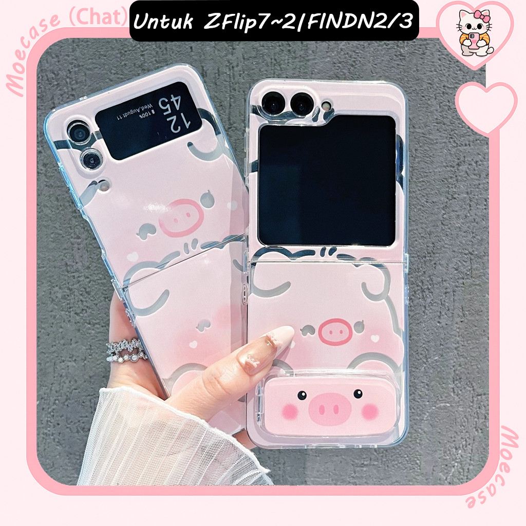 Moecase Eksklusif Unik Casing Lipat Lucu Case Samsung Z Flip 7 /2/3/4/5/6 Dan Untuk Hp OPPO FIND N2 