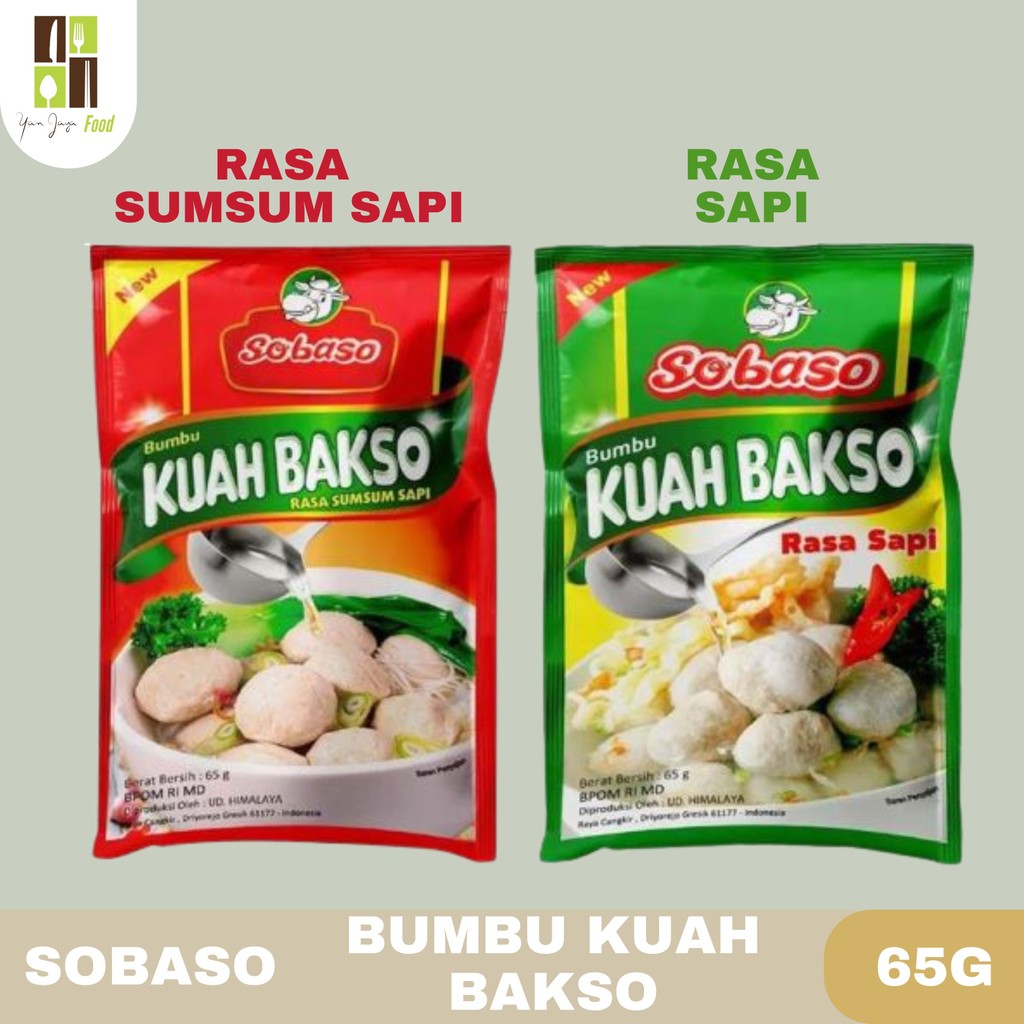 Sobaso Bumbu Kuah Bakso 65g / Rasa Kuah Sumsum Sapi / Rasa Sapi / Bumbu Baso / Bumbu Instan