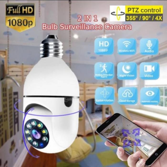 Cctv Bohlam Lampu Camera Cctv V380 Pro wifi Wireless model Bohlam Lamp - CCTV ONLY