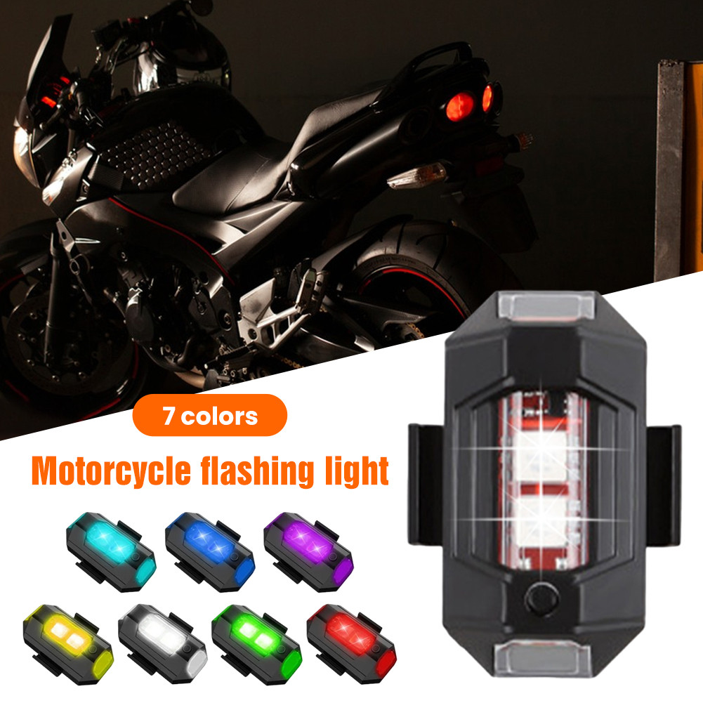 Lampu Strobo LED 7 Warna Motor Sepeda Lampu Sein Safety Lampu Pengaman LED Keamanan Strobo Tanpa Kab