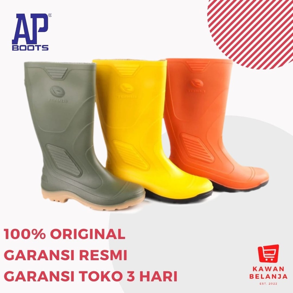 AP Terra Eco 3 Sepatu Boots Karet Tinggi Safety Boots APD Kuning Hijau Orange Hitam Pria Wanita