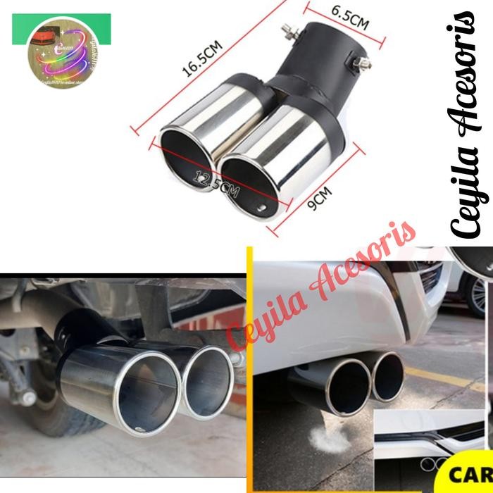 Muffler Ujung knalpot racing 2 lubang Stainless Mobil Karimun wagon-R