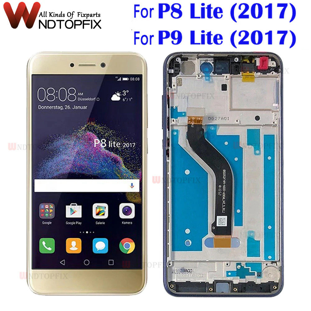 5.2'' Display with Frame For Huawei P8 Lite 2017 LCD Touch Screen Digitizer Assembly P9 Lite 2017 PR