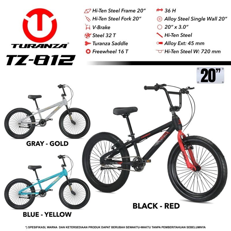 [FREE POMPA] Sepeda anak laki BMX 20 INCH PACIFIC TURANZA 812 BAN JUMBO 3.0 ORIGINAL