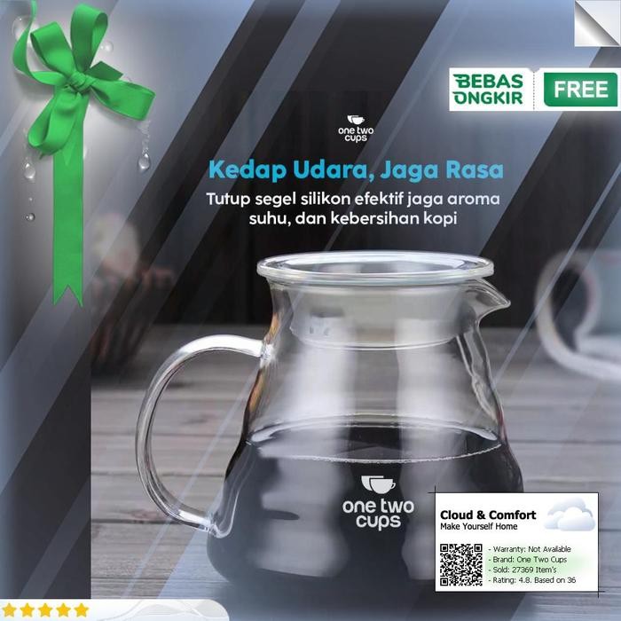 One Two Cups Coffee Server V60 Drip Pour Over Borosilicate Glass - SE1 - 800ml, One Two Cups