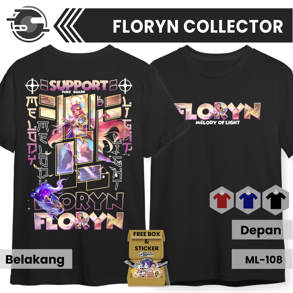 Kaos MLBB FLORYN Collector Lengan Pendek Cotton Combed Hitam Navy Maroon TShirt Baju Mobile Legends