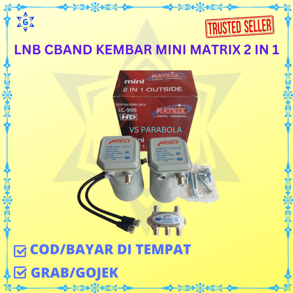 LNB CBAND MINI MATRIX  PARABOLA 2 SATELIT 1 RECEIVER TERLARIS