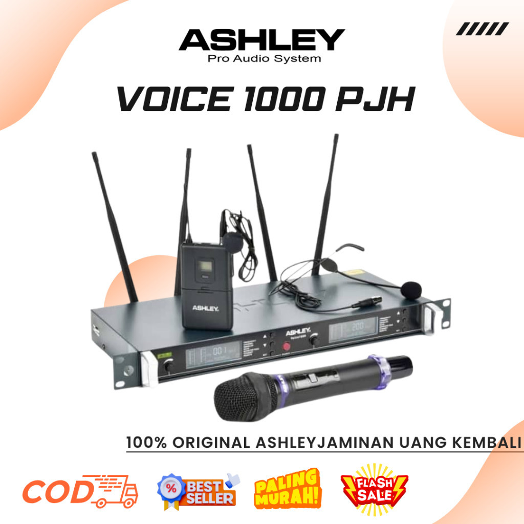 Mic Wireless Ashley Voice 1000 PJH Professional Dynamic Wireless Microphone