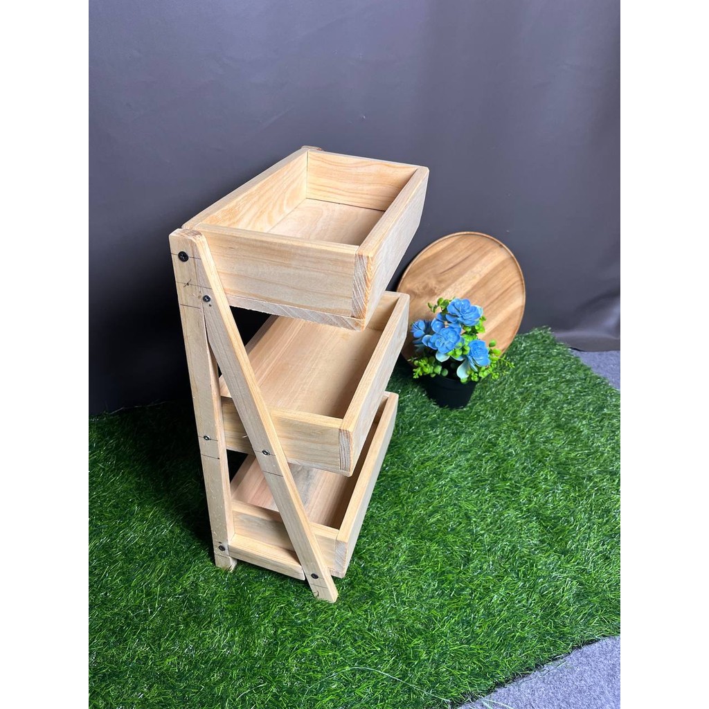 Rak bumbu dapur | rak serbaguna | rak portable | rak susun | rak susun 3 | rak kayu | rak estetik | 