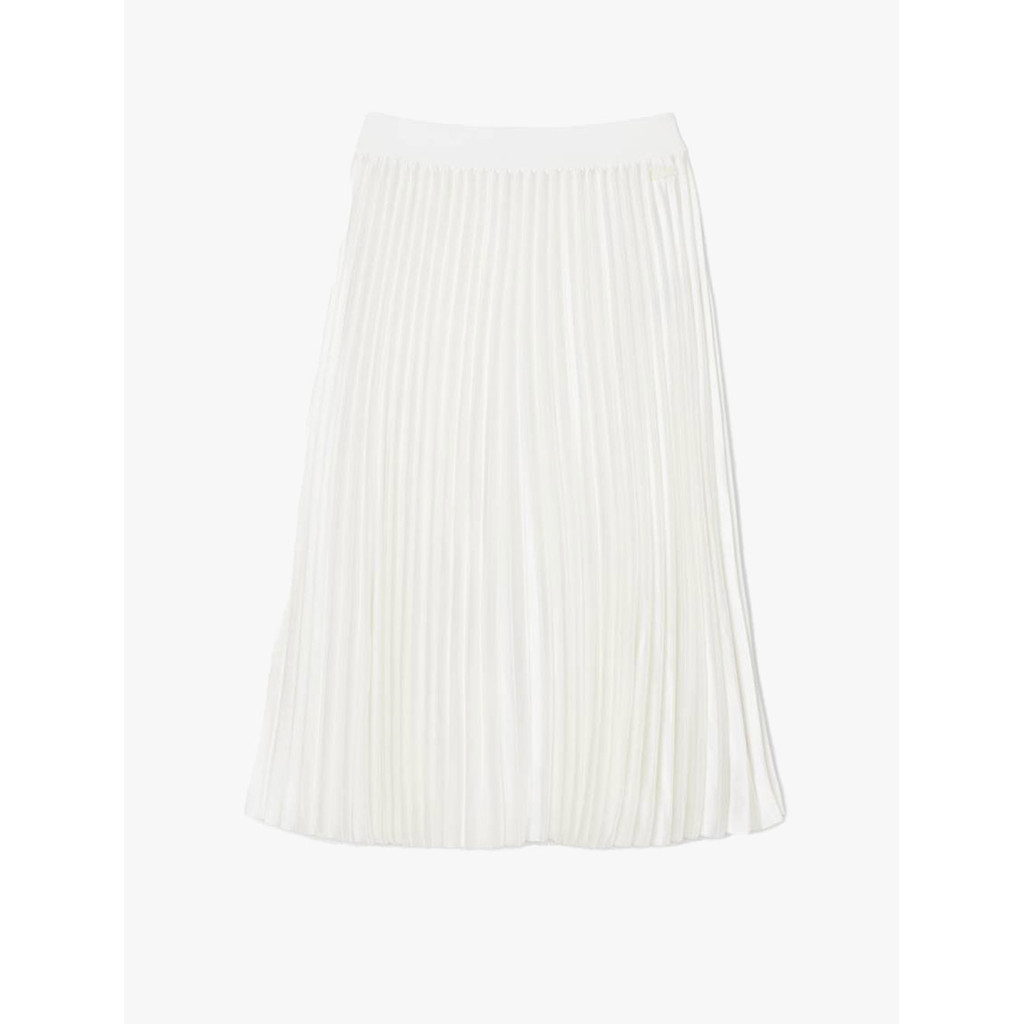 Pleated Satin Midi Skirt