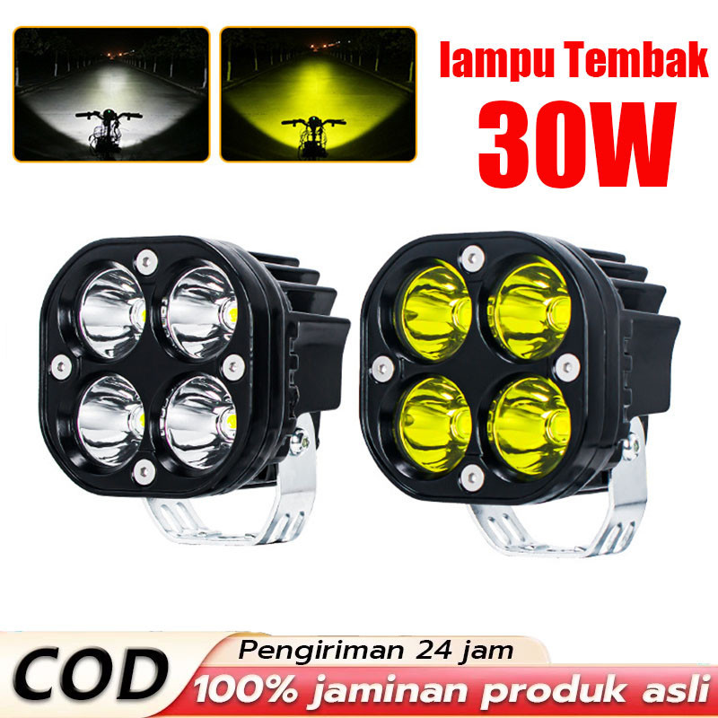 Lampu Sorot Tembak Motor lampu Tembak Mata 4 Laser Gun Lampu LED 30W Lampu Kabut Berkendara Mini Tah