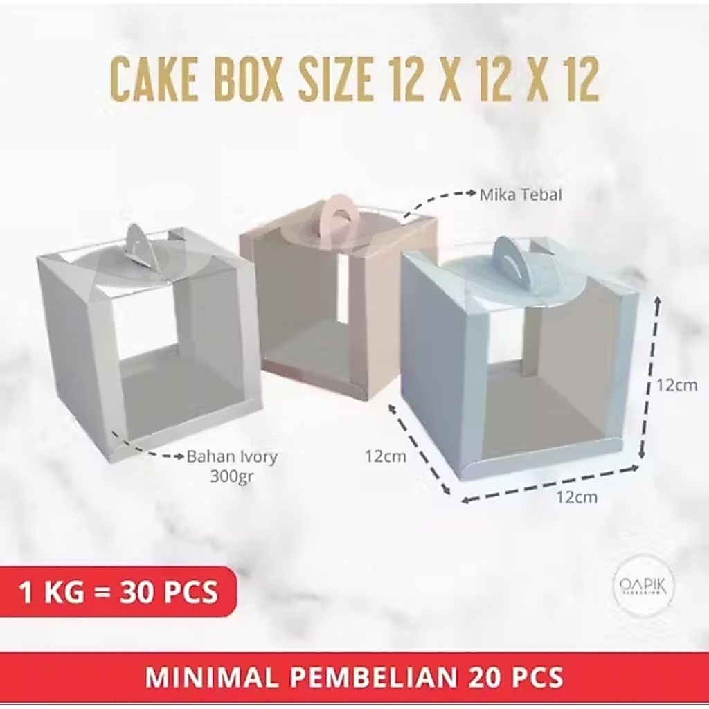 Cake Box Mika 12x12x12, Kemasan Kue, Kemasan Roti, Packaging Kue, Packaging
