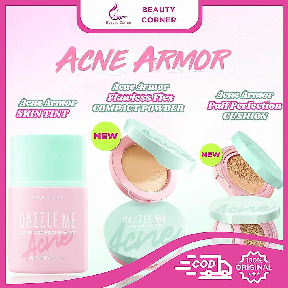 Dazzle Me Acne Armor Puff Perfection Cushion | Skin Tint Liquid Foundation | Compact Powder