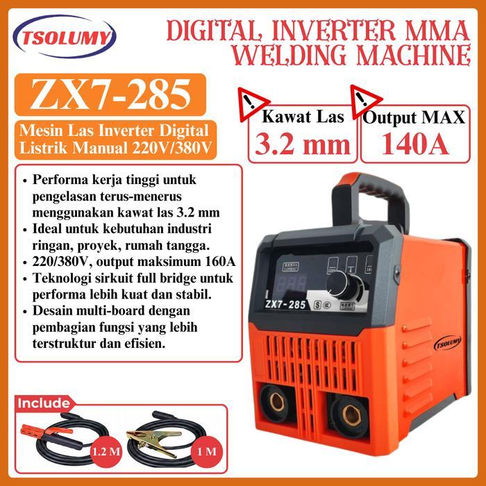 TSOLUMY Mesin Las Inverter MMA ZX7 Series Las Listrik Digital IGBT 220V Mesin Las Portable 225/250/2