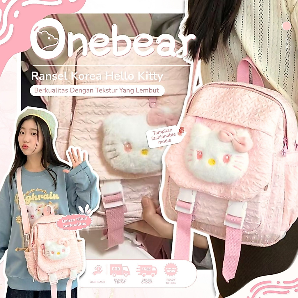 Ready Tas Ransel Mini Backpack Bulu Karakter LucuHelloKitty Tas Punggung Sekolah DewasaAnak Premium 