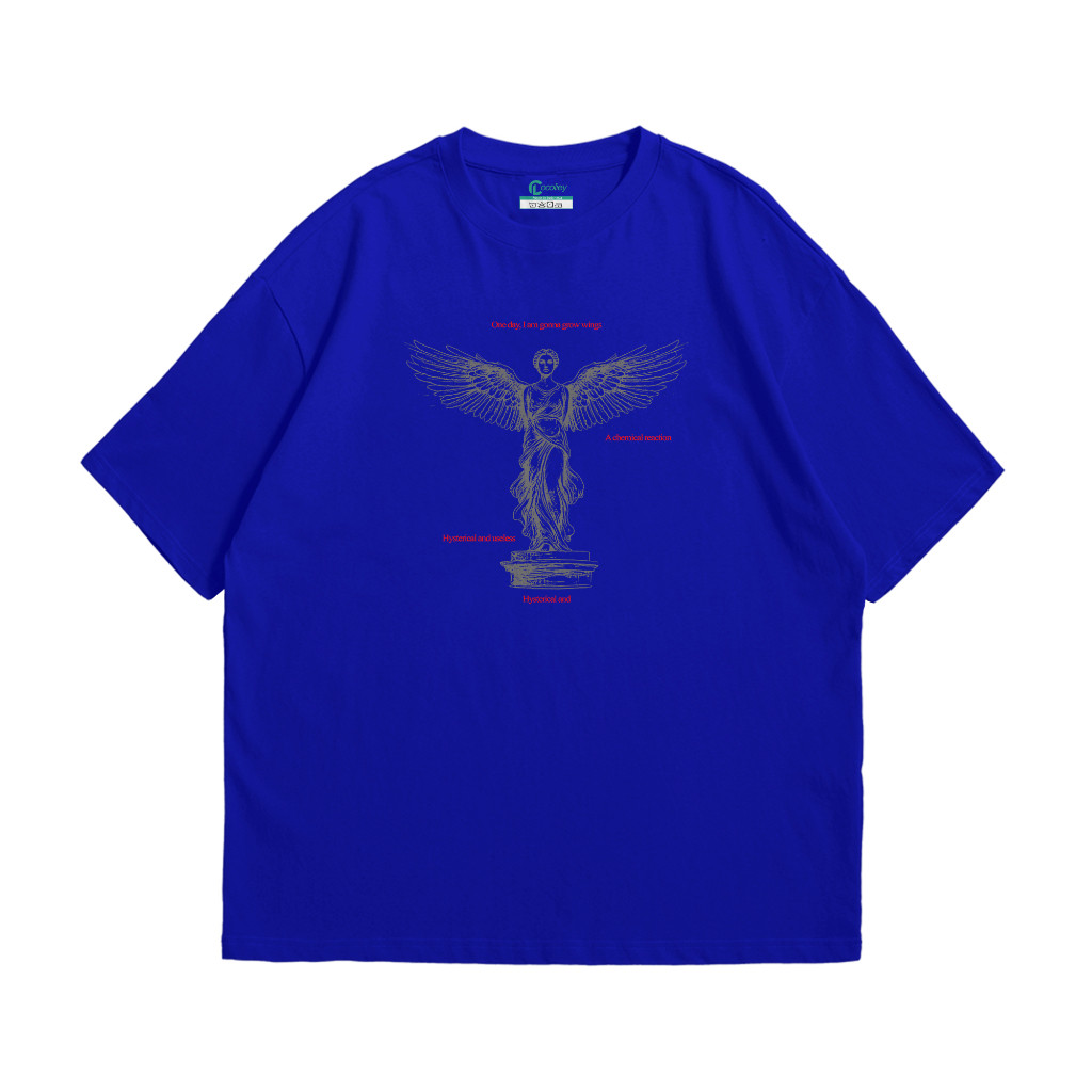 T-Shirt Pria Wanita Premium Polyester 24s Printing DTF - One Day, I am Gonna Grow Wings  - Kaos Biru