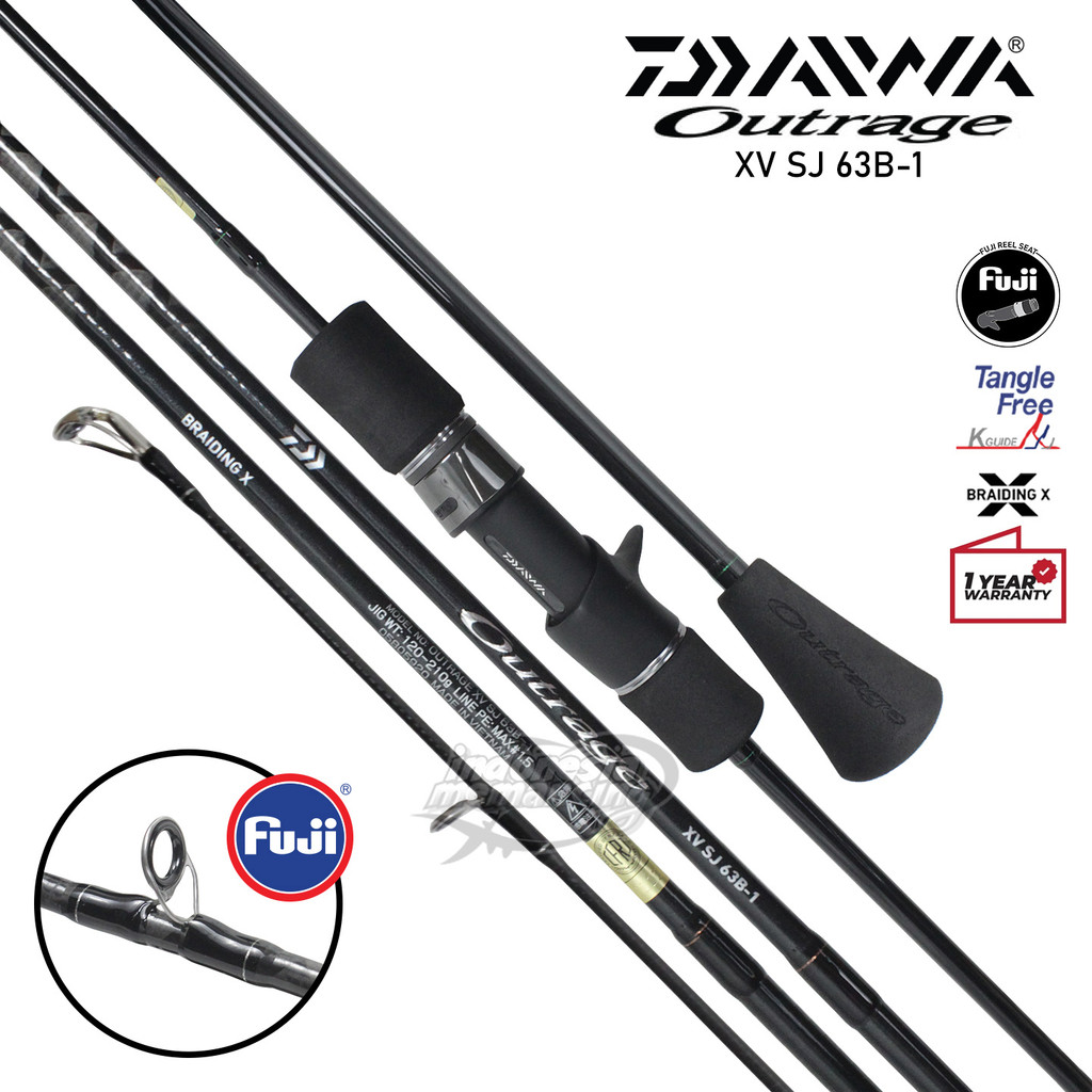 Joran DAIWA OUTRAGE XV SJ || PE1.5 PE2 PE3 || 191cm || 2 Pieces || Overhead || Jigging || Bergaransi