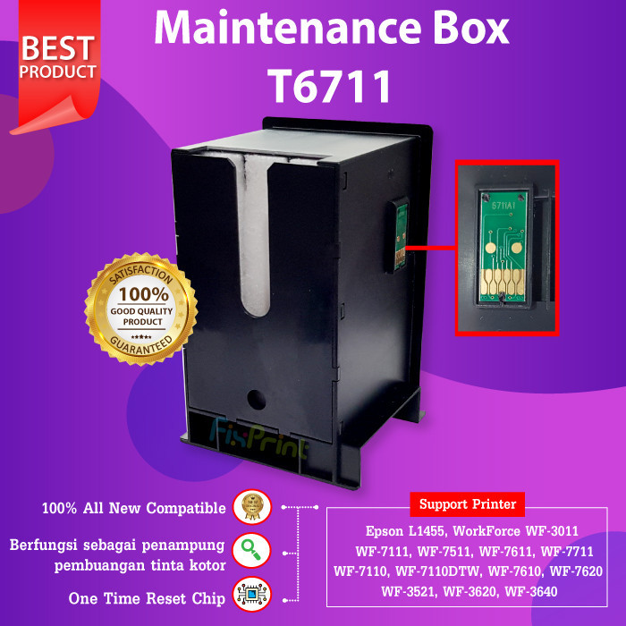 FixPrint Maintenance Box L1455 T6711 WF-7610 7611 7620 3011 7111 7511 7711 PXMB3 Xantri Compatible F