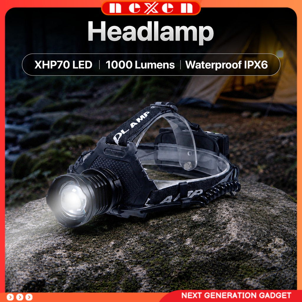 Senter Kepala Headlamp LED IPX6 1000 Lumens - P70