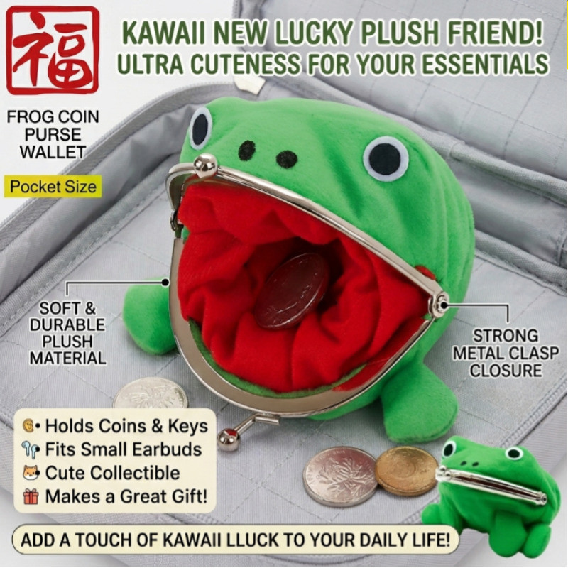 [COD+ Beli 1 Gratis 3] Dompet Koin Katak Kartun / Dompet Uang Kecil Gaya Anime Dengan Gesper / Dompe