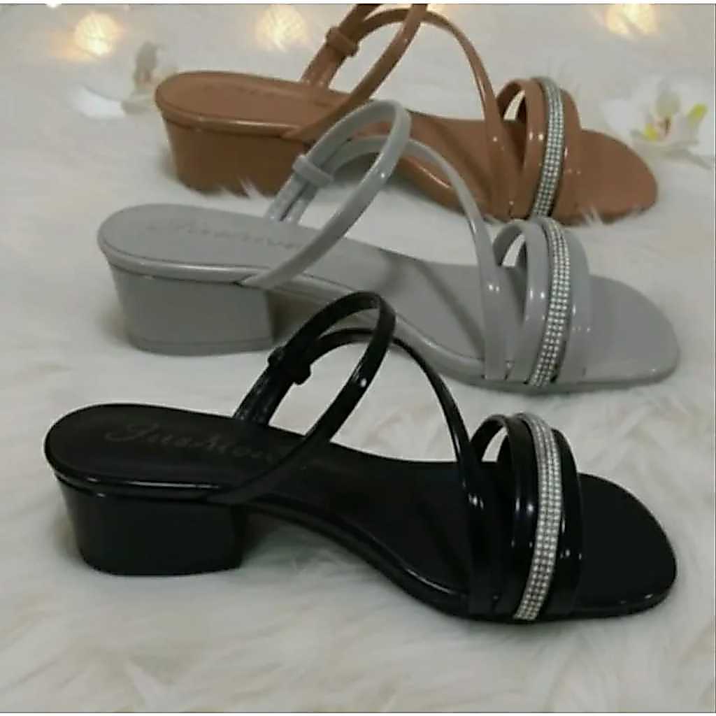 Sandal Pesta Anak Perempuan Heels Premium Blink Rhinestone Fashion Korean Style Size 31-35 - Hitam A