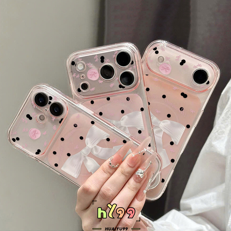 Case HP Untuk IPhone 14 17 13 11 16 15 12 Pro Max 14 15 16 Plus Tren Sutra Simpul Pita Polkadot Mera