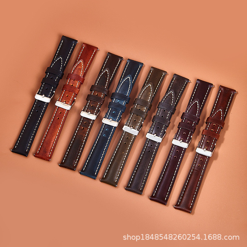 Tali Jam Tangan Produk Baru Dalam Stok Grosir Gelang Jam Kulit Asli Kulit Lilin Minyak Retro Gelang 