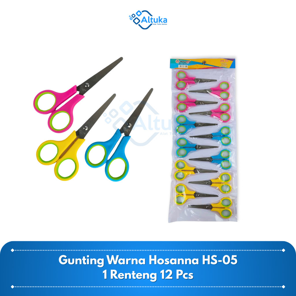 

(12 Pcs) HOSANNA Scissors Paper / Gunting Kertas Warna Ukuran Sedang HS-05