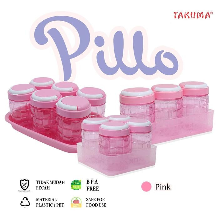 Toples Pillo dengan nampan Set 3 / Set 4 / Set 6 TAKUMA - Pink, Set 3