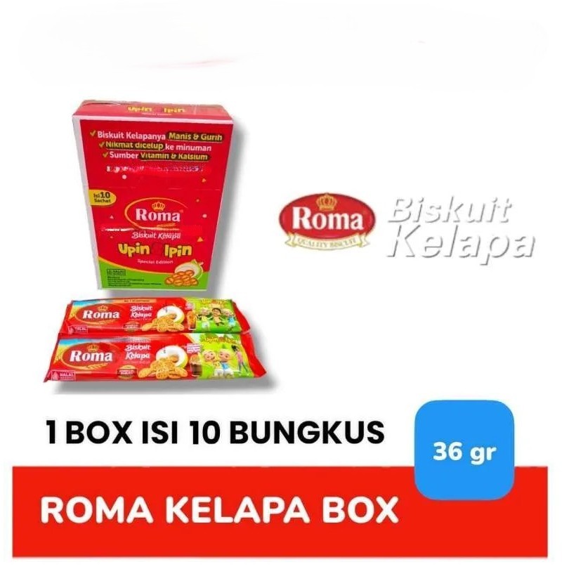 

BISKUIT ROMA KELAPA BOX 10 X 36GR COCONUT BISKUIT MAYORA BISCUIT SARAPAN ANAK SEKOLAH