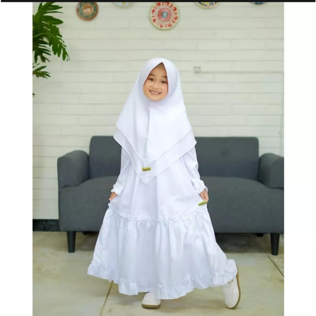 [UC]PROMO BARU GAMIS ANAK PUTIH SET KERUDUNG GAMIS MANASIK ANAK 2 SAMPAI 9 TAHUN COD BAYAR DITEMPAT 