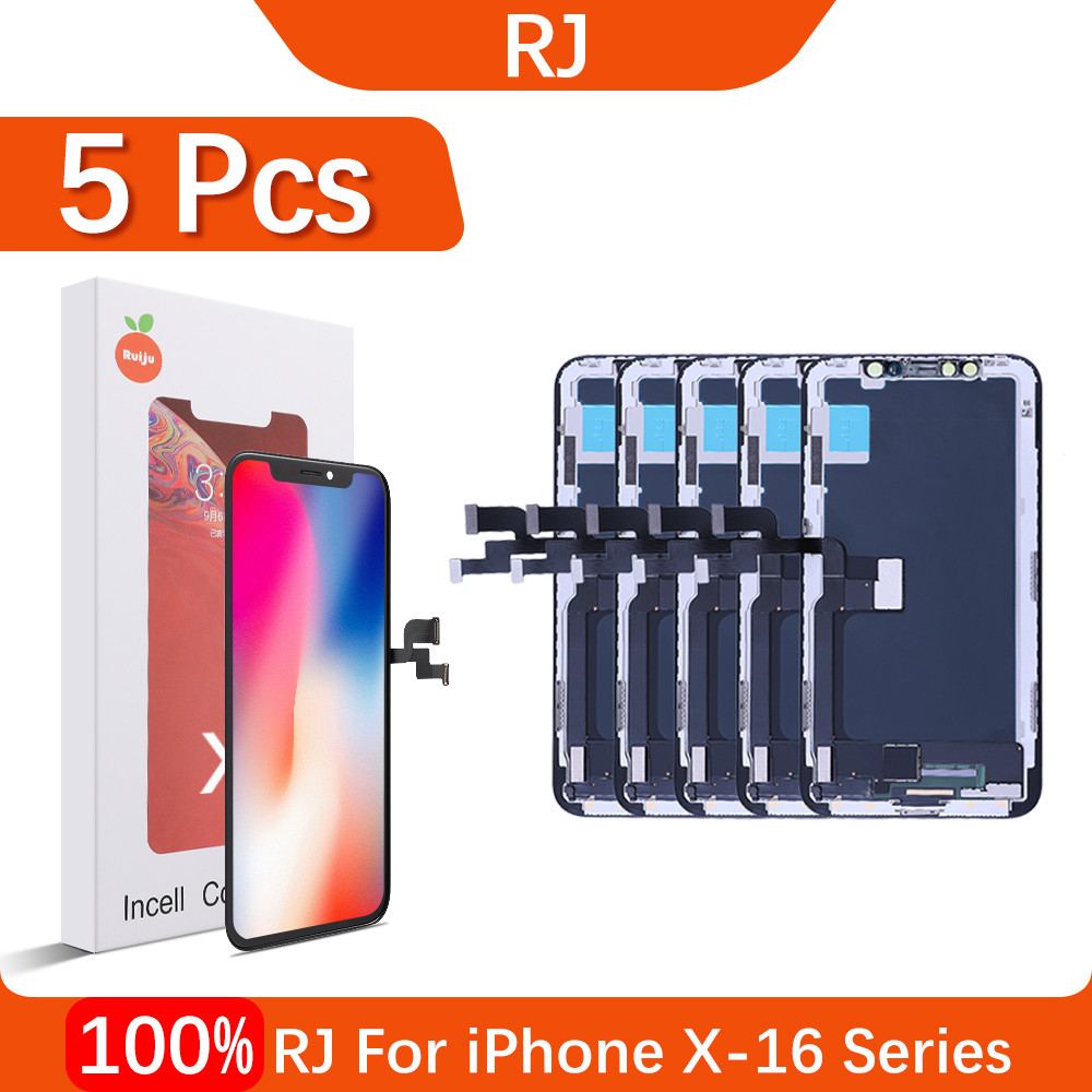 5Pcs/Lot RJ Incell LCD splay For iPhone 11 X XR XS Max 12 Mini 16 Replacement Touch Screen For iPhon