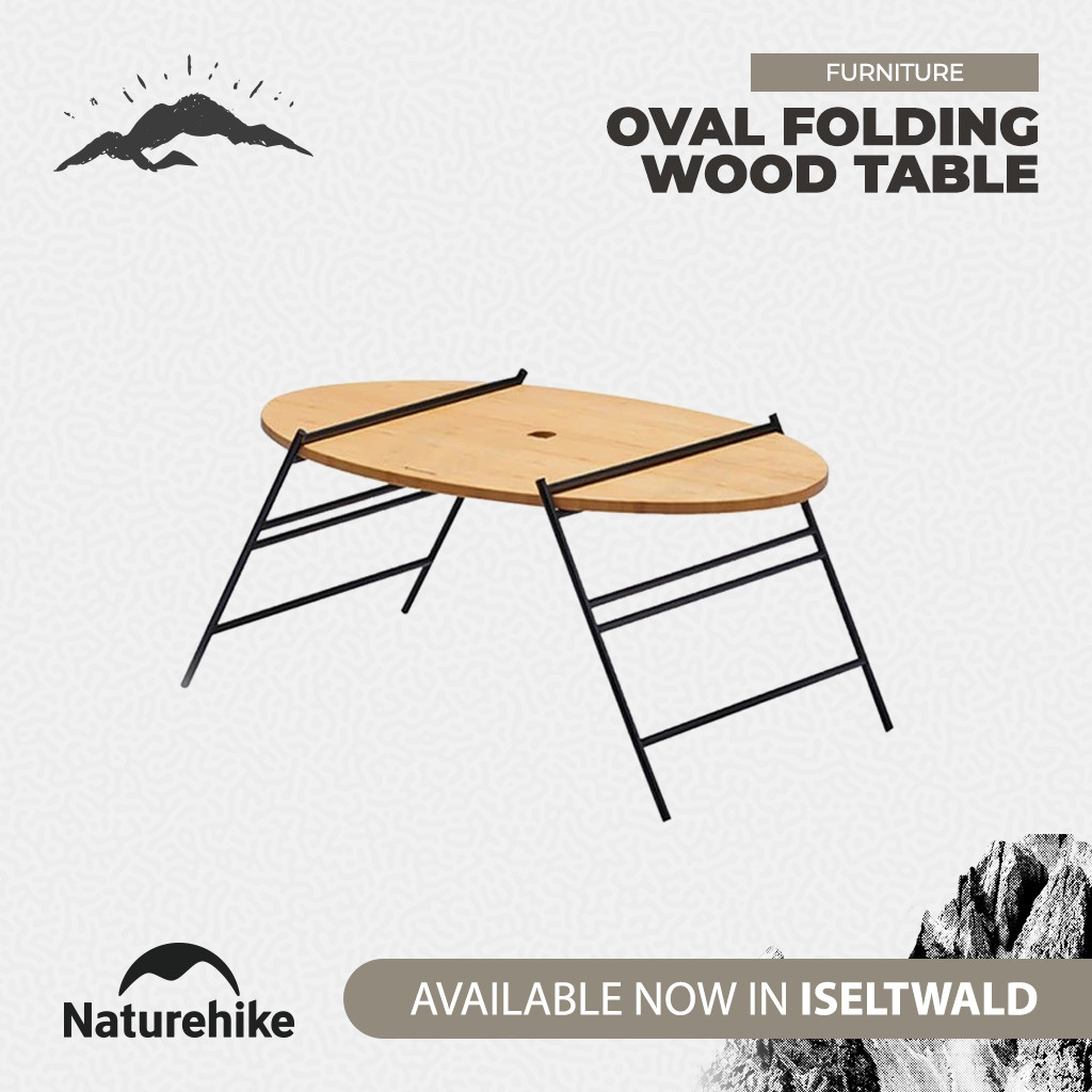 Naturehike Meja Camping Portable NH20JJ018 Oval Folding Wood Table