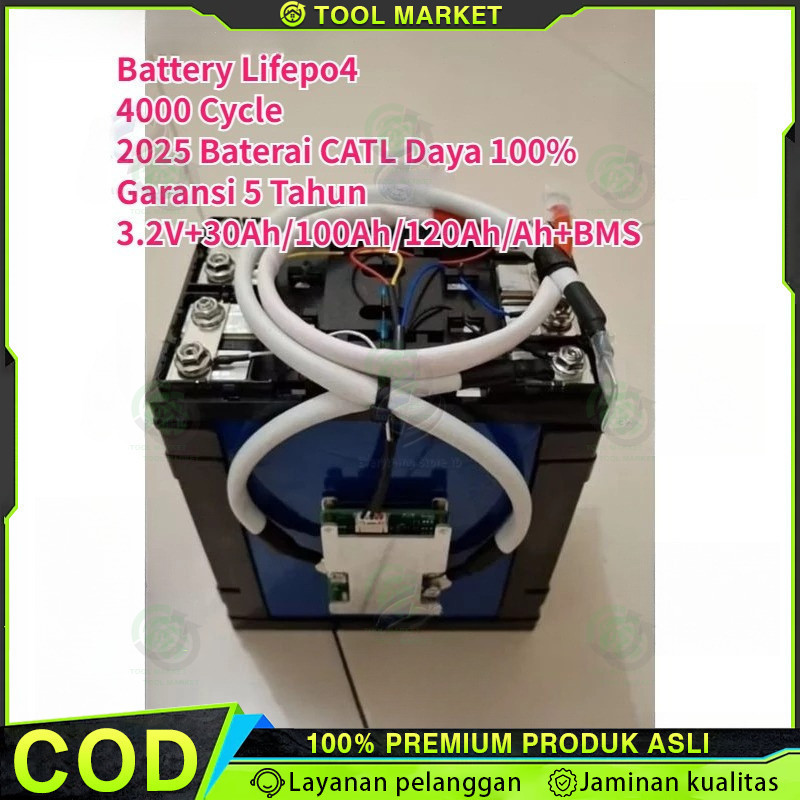 3.2V 120Ah 100Ah 30Ah 60Ah 200Ah Battery Lifepo4 12v 100ah/120AH Plus BMS 2025 Baterai Baru Dengan B